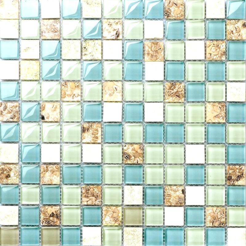 discount mosaic tiles blue color crystal glass mixed sea shell mosaic for kitchen tile bathroom shower hallway wall mosaic in wall stickers from home garden discount mosaic tile sheets