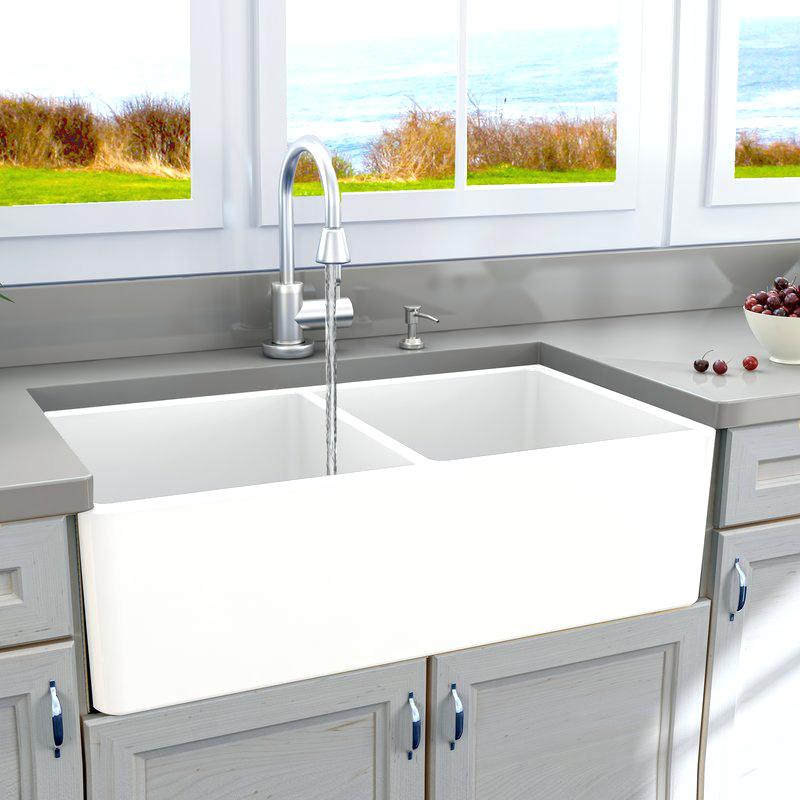 what are kitchen sinks made of cape x double basin farmhouse kitchen sink kitchen sinks amazon uk
